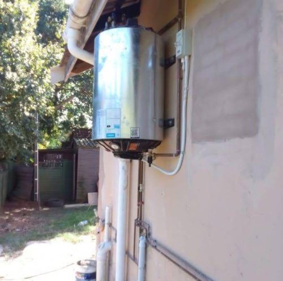 External wall-mounted geyser installation Southern Suburbs